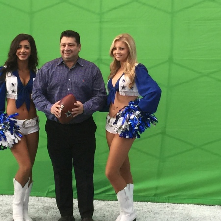 Husband hanging with the cowboy cheerleaders