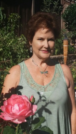 Pat in her rose garden
