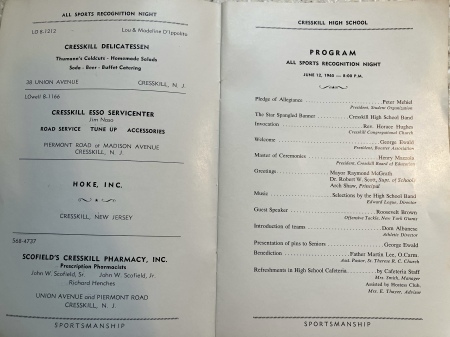 1965 All Sports Recognition Night Program