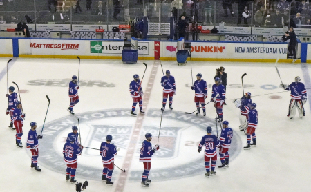 Rangers Saluting Fans after win on 3/27/22