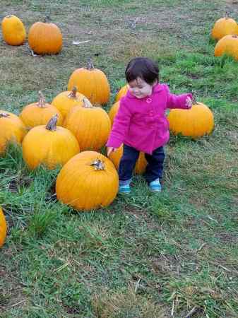 Leah at a pumpkin patch