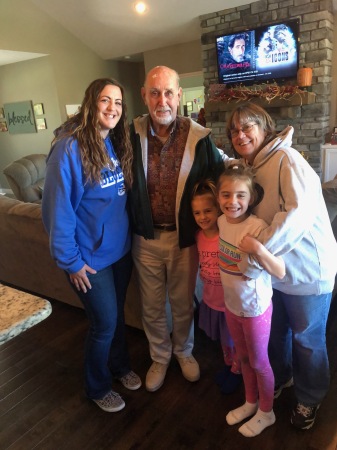 Dad, with Addy, Everly and me, at Katie's hous