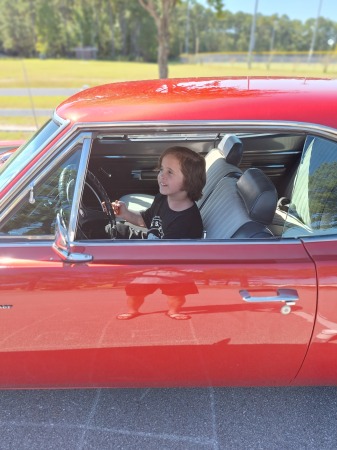 Grandson in my 69 Roadrunner 