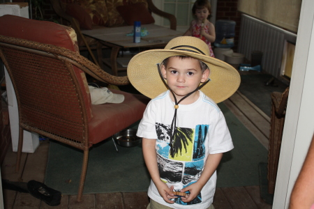 My Grandson John-Michael with Grandma's hat on