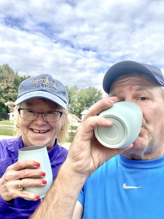 Wine after Kayaking & my love Linda