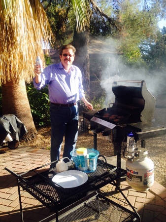 Barbecuing in the backyard, January 2015