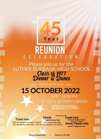 45th Class Reunion Oct. 15, 2022