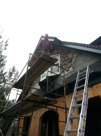 Stoning exterior upper wall in 2017