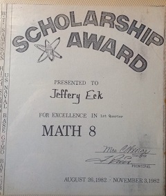 Scholarship Award Math 8