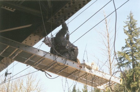 Trout Creek Bridge working on the rigging