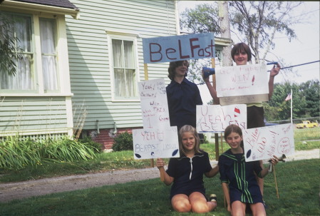 Cheering on the home team in 1969-ish