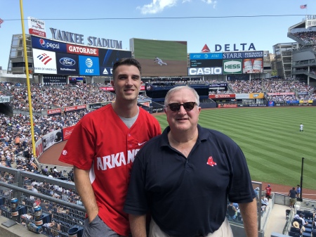 My son and I at Yankee Stadium - Go Red Sox!