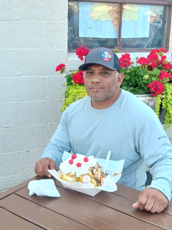 My Fireman enjoying his Pig's Dinner"🐷