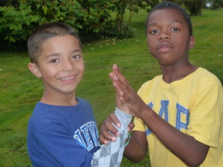 On the Left, Grandson Isaiah with his friend