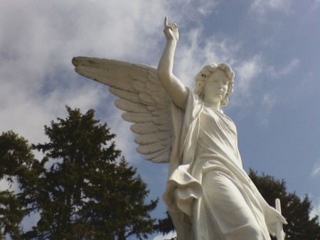 Marble angel from Italy at gravesite