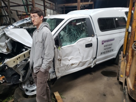 My oldest and my truck he totaled