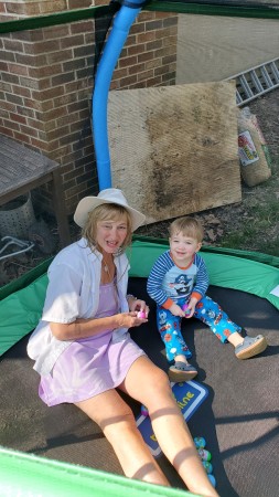 Grandson made me get on his trampoline. 