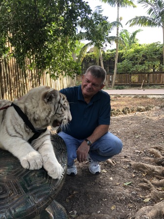 Meeting  the white tiger cub