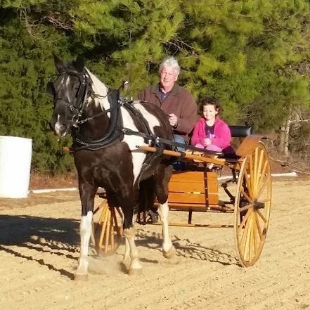 Taking my granddaughter for a spin in the cart