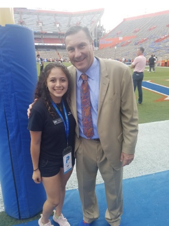 Averi w/Dan Mullen, Gator Head Football Coach