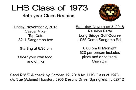 45 year reunion invites 