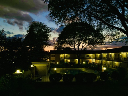 Summer sunset overlooking the pool 2022