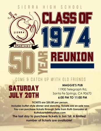 Sierra High School Reunion SAVE THE DATE 