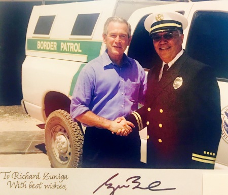 President Bush and Captain Richard Zuniga 