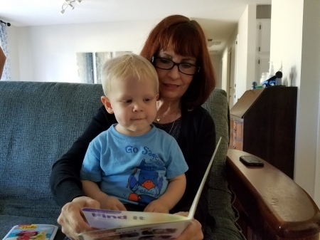 With my older grandson...always reading