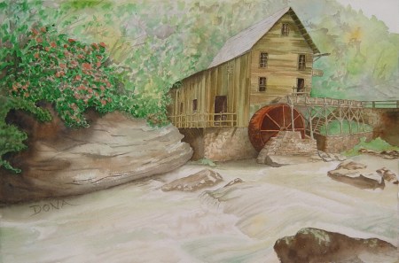 Old Mill  16 x 28  Watercolor