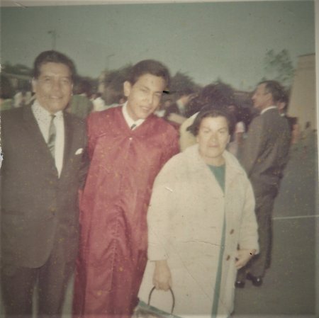 1967 graduation w/ my god parents