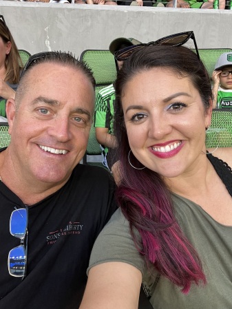Wife and I at Austin FC spring 2023