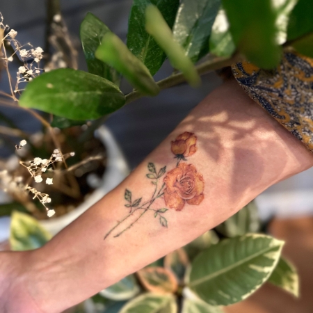 Memorial Tattoo (Bloomed Rose/Mom; Bud/Me)