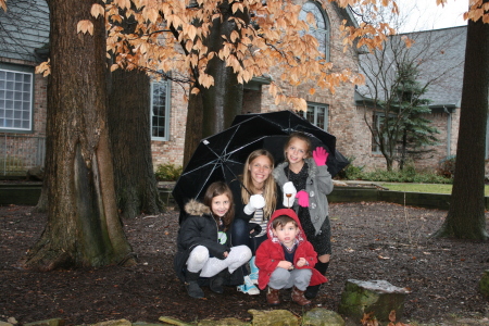 grand-kids ventured outside on a rainy day