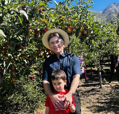 Picking apples with my two grandsons 