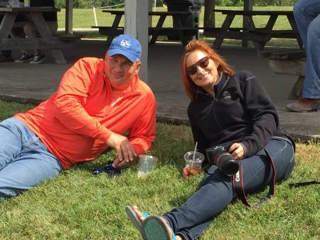 Chip and Deb watching a horse show