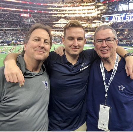 At AT&T Stadium with brother Ron and son Chris