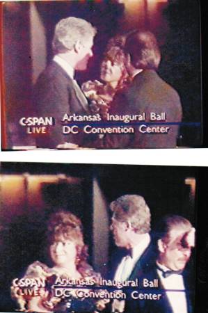 on stage at the Arkansas Ball with Pres Clinton's 1st inaugural