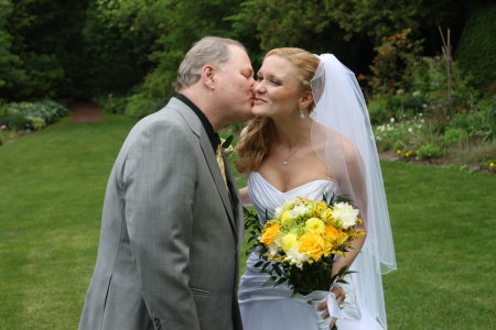 Kissing my daughter on her wedding day