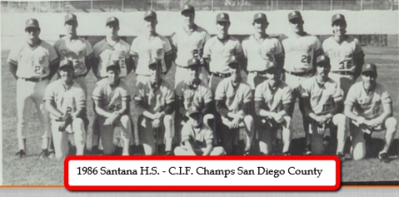 1986 Santana Sultans Varsity Baseball Team