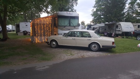 Me glamping.at my lot at  KOA n My Rolls 