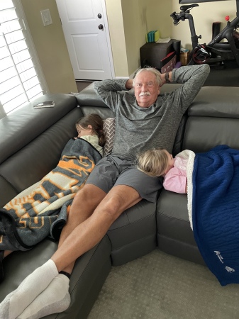 Football Sunday with granddaughters 