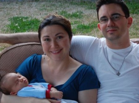 Laura (daughter), Greg (her hubby), and Nicholas (grandson), taken 2 weeks after Nicholas was born on 02/25/2010.