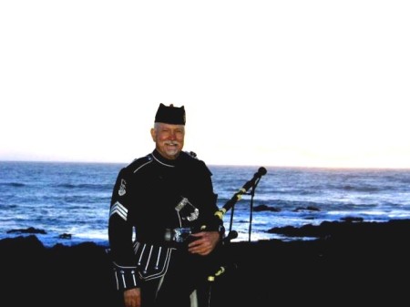 Playing Pipes at Otter Cove in Cambria, CA