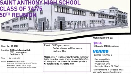 St. Anthony High School  50th Reunion