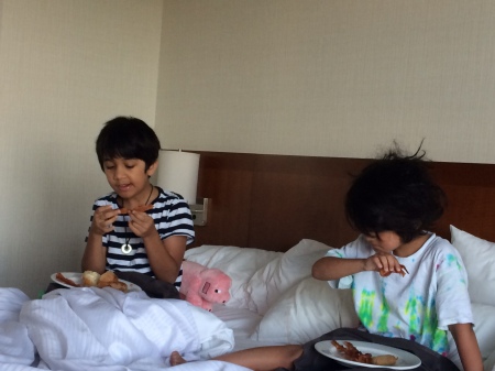 Breakfast in bed for birthday boy