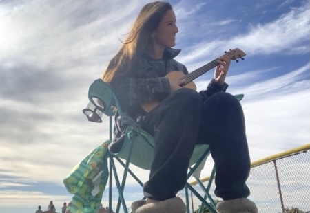 My niece “Mele” learning ukulele 