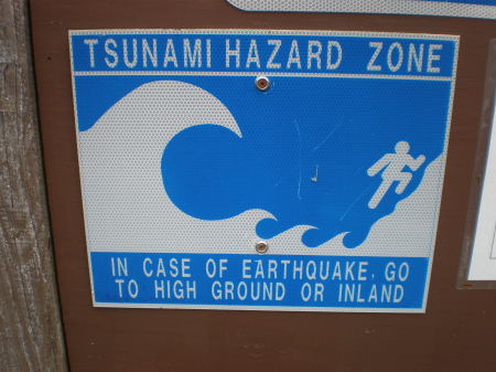 Lots of these Tsunami signs along the coast