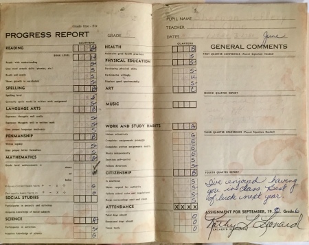 My Report Card 1980