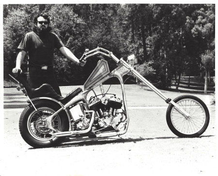 Me in 1971 with my 1940 Harley ULH Chopper in Southern California, "Custom Chopper Magazine Photo"